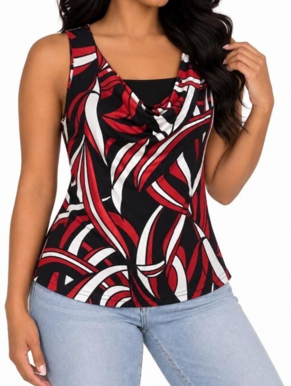 I.N. San Francisco Y2K Geometric Cowl Neck Sleeveless Top M